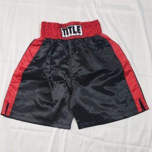 Title Black & Red Satin Boxing Trunks Large NWOT for Men